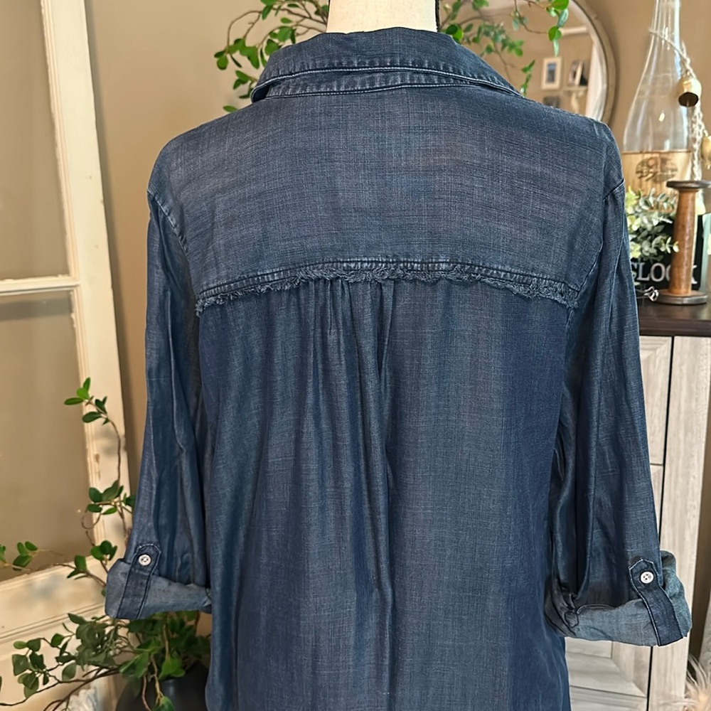 NWT! Chico’s Tencel Frayed Hem Shirtdress - Picture 10 of 13